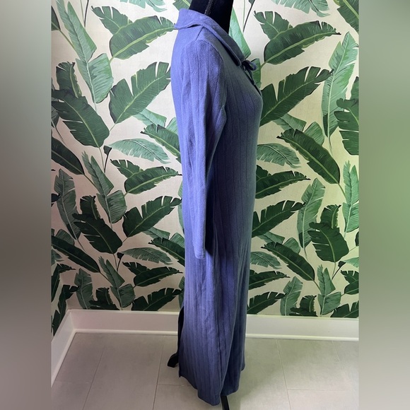 Free People Beach Womens Blue Moonlight Maxi Ribbed Knit Long Sleeve Dress Small - Picture 8 of 10